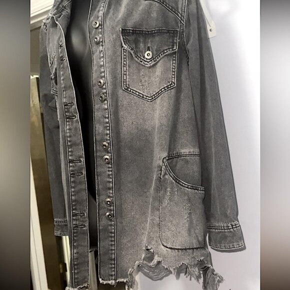 Host Pick⭐️Free People Moonchild Denim Distressed Black Jacket - Picture 8 of 15